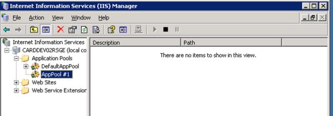 newly created application pool
